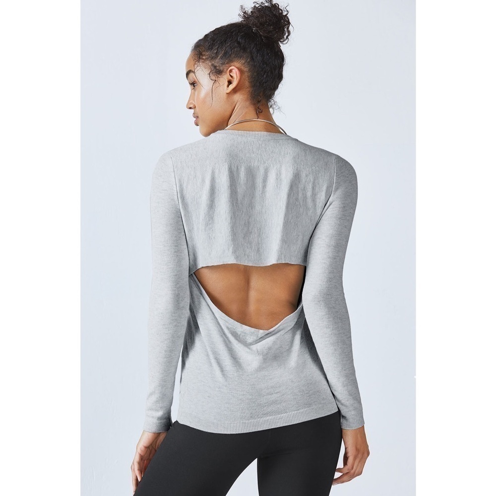 Fabletics Jocelyn Sweater Light Grey Heather XS Athleisure Loungewear